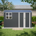 AECOJOY 10x8FT Outdoor Steel Storage Shed with Clear Window, Weather-Resistant Metal Tool Shed, Gray