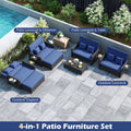 Tangkula Patio Rattan Daybed with 4 Level Adjustable Backrest