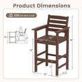 Adirondack Bar Chairs Set of 2/4, 29" HDPE Bar Height Outdoor Stools w/ Backrest & Footrest, All-Weather Backyard Patio High-Top Chairs