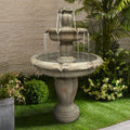 Indoor/Outdoor 3 - Tiers Concrete Floor Water Fountain with Electric Pump for Patio Lawn Home Decor