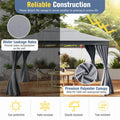 10 x 13 FT Patio Gazebo, Double-Roof Outdoor Canopy Tent with Mesh Netting & Privacy Curtains, Heavy-Duty Metal Frame Pavilion for Garden Yard