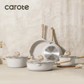 Carote Nonstick Cookware Set 21-Piece, Kitchen Pots and Pans Set, Stay - Cool Handles, Induction Compatible, Cookware Set for RV and Camping, Beige