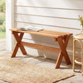 Tangkula Outdoor Wood Bench Backless Patio Dining Bench(1/2)