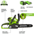 Greenworks 40V 12" Cordless Chainsaw with 2.0 Ah Battery & Charger, 20262