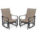 Tangkula Outdoor Glider Chairs Set of 2/4 with High Backrest Breathable Mesh Fabric and Metal Frame
