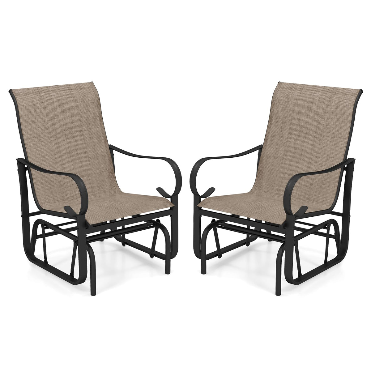 Tangkula Outdoor Glider Chairs Set of 2/4 with High Backrest Breathable Mesh Fabric and Metal Frame