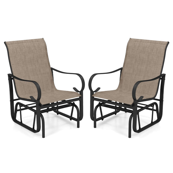 Tangkula Outdoor Glider Chairs Set of 2/4 with High Backrest Breathable Mesh Fabric and Metal Frame