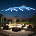 AECOJOY 15ft Patio Double-Sided Umbrella, 156 PCS Solar LED Light Outdoor Large Umbrella, Dark Blue