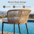 Tangkula Outdoor Bar Stools Set of 2/4 Bar Height Woven Rope Patio Chairs with Cushions and Backrests