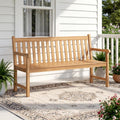 Tangkula 62" Teak Wood Outdoor Bench 3-Seat Solid Wood Garden Patio Bench