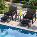 Tangkula 5 Pieces Wicker Patio Conversation Set 2-Person Small Balcony Furniture Seating Set