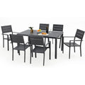 AECOJOY 60" Outdoor Dining Table, Aluminum Patio Table for 6