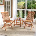 Tangkula 3 Pieces Outdoor Teak Wood Folding Patio Bistro Set