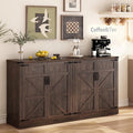 71" Tall Farmhouse Kitchen Pantry Cabinet, 5 Layers Storage Cabinet with Adjustable Shelves, Farmhouse Pantry Cabinet with 4 Barn Doors