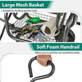 Portable Garden Hose Reel Cart Holds 300FT of 5/8" Large Capacity, Heavy-Duty Metal Hose Cart with 4 Wheels & Storage Basket for Lawn Yard