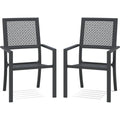 AECOJOY Outdoor Patio Dining Chairs with Armrest, Stackable Arm Chairs