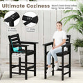 Adirondack Bar Chairs Set of 2/4, 29" HDPE Bar Height Outdoor Stools w/ Backrest & Footrest, All-Weather Backyard Patio High-Top Chairs