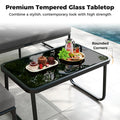Tangkula 4 Pieces Patio Furniture Set with Cushions and Tempered Glass Coffee Table