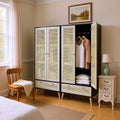 GOMYHOME Accent Cabinet with Rattan Doors & Drawer, Modern Storage Armoire for Living Room, Bedroom, Natural Wood Finish