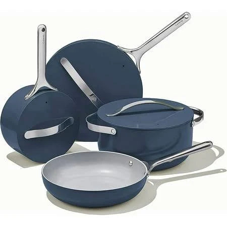 Caraway Nonstick Ceramic Cookware Set (12 Piece) Pots Pans Lids and Kitchen Storage - Non Toxic PTFE & PFOA Free - Oven Safe & Compatible
