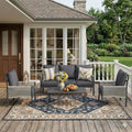 AECOJOY Aluminum Patio Furniture Set - 5 Seat Outdoor Sectional with Retractable Footrest Sofas & Coffee Table