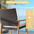Tangkula 3 Pieces Patio PE Wicker Furniture Set Acacia Wood Outdoor Conversation Bistro Set