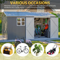 AECOJOY 12x10 FT Outdoor Storage Shed Metal, Large Garden Tool Sheds, Waterproof Steel Utility Storage Building
