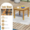 Tangkula 3 Piece Teak Wood Bistro Set, Outdoor Conversation Set with 2 Folding Chairs & Square Side Table