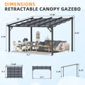 AECOJOY 14' x 10' Gazebo for Patio, Retractable Pergola with Adjustable Sun Shade Canopy Roof
