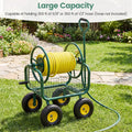Portable Garden Hose Reel Cart Holds 300FT of 5/8" Large Capacity, Heavy-Duty Metal Hose Cart with 4 Wheels & Storage Basket for Lawn Yard