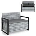 40 Gallon Outdoor Wicker Storage Bench with Cushion & Cover, Metal Frame Patio Deck Box Seat, Rattan Loveseat for Garden, Poolside