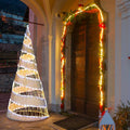 5 FT Pre - lit Christmas Cone Tree, Artificial Spiral Conic Tree with 300 Warm White & 250 Cold White LED Lights, Xmas Holiday Decor for Home Party