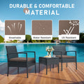 Tappio Outdoor Furniture 3 Piece Patio Bistro Furniture Set, Rattan Conversation Chairs Set with Side Table and Cushions, Patio Furniture Sets for Balcony Garden Porch, Red