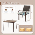 5 Pieces Patio Dining Set, 4 Cushioned Rattan Armchairs & Square Table with Wood-Plastic Tabletop & Umbrella Hole