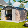 AECOJOY 10x12 FT Large Metal Outdoor Storage Shed with Floor Frame, Heavy-Duty Storage Building with Diamond Roof