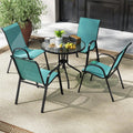 Set of 4 Outdoor Stackable Dining Chairs with Breathable Fabric, All Weather Patio Dining Chairs, 330LBS Heavy Duty Rustproof Steel Frame