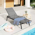 AECOJOY Patio Lounge Chairs, Outdoor Chaise Lounge with Wheels, Dark Grey