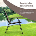 Set of 4 Outdoor Stackable Dining Chairs with Breathable Fabric, All Weather Patio Dining Chairs, 330LBS Heavy Duty Rustproof Steel Frame