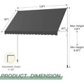 AECOJOY Manual Retractable Awning, 118" Non-Screw Outdoor Patio Awning, Dark Grey