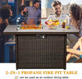 Layinsun 44" Propane Gas Fire Pit Table, 55000 BTU Rectangular Fire Pit with Glass Wind Guard for Outside Patio Deck Garden Backyard
