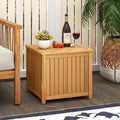 Tangkula 2-in-1 Outdoor Side Table with Storage Acacia Wood Slatted Coffee Table Square Slatted End Storage Box
