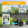 SPECSTAR Mesh Steel Garden Cart 880 lb Capacity, 38" x 21" Folding Utility Wagon with 10 in Wheels