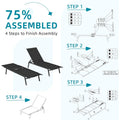 AECOJOY Patio Lounge Chairs for Outside, Outdoor Chaise Lounge with Wheels, Black, 2PCS