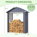 AECOJOY 5x2 Outdoor Storage Shed, Firewood Rack Waterproof Metal Tool Sheds