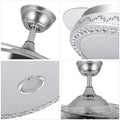 42"invisible Chandelier Ceiling Fan with Light and Bluetooth Speaker, Modern 3 Color Change Crystal Ceiling Fan Light