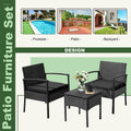 Tappio Outdoor Furniture 3 Piece Patio Bistro Furniture Set, Rattan Conversation Chairs Set with Side Table and Cushions, Patio Furniture Sets for Balcony Garden Porch, Red
