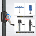 AECOJOY 15ft Patio Double-Sided Umbrella, 156 PCS Solar LED Light Outdoor Large Umbrella, Dark Blue