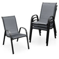 Set of 4 Outdoor Stackable Dining Chairs with Breathable Fabric, All Weather Patio Dining Chairs, 330LBS Heavy Duty Rustproof Steel Frame
