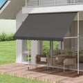 AECOJOY Manual Retractable Awning, 118" Non-Screw Outdoor Patio Awning, Dark Grey