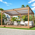 AECOJOY 16' x 10' Outdoor Wooden Gazebo, Patio Lean to Hardtop Pergolas and Gazebos